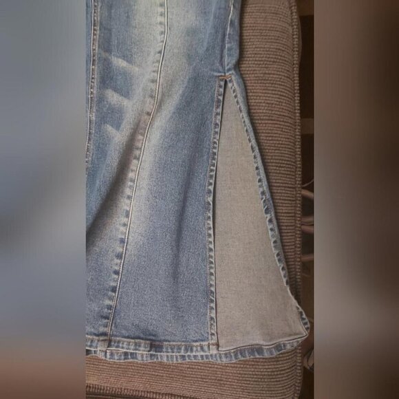 Y2K Denim Maxi Skirt Mermaid Trumpet Slit 90s Streetwear Revival - Picture 14 of 15
